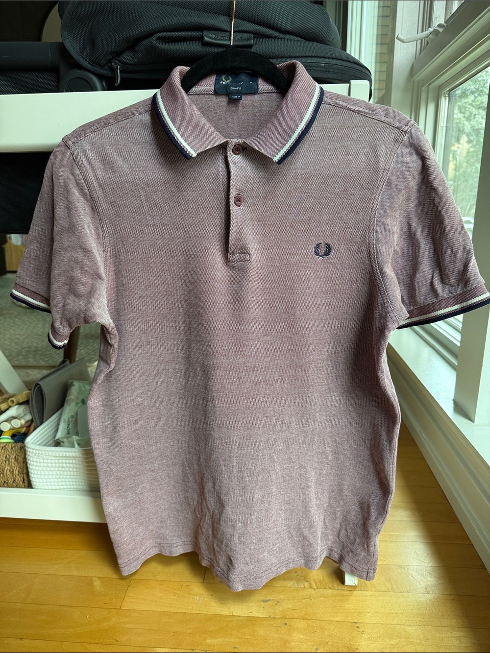 Fred Perry Men’s Heathered Mauve Polo with Contrast Tipping